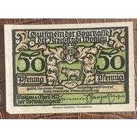 Нотгельд 50 пфеннигов 1921 год. Волау,. Веймарская республика