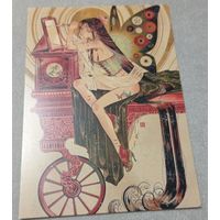 Посткроссинг. Открытка Эльф перед зеркалом (10х15). Прошла почту. Художественные марки, чёткий штемпель.