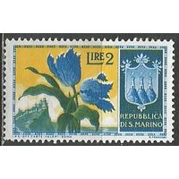 Сан-Марино. Цветы. Тюльпаны. Герб. 1953г. Mi#504.