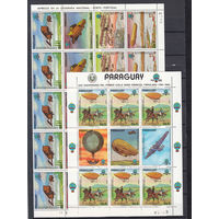 История авиации и воздухоплавания. Самолеты и дирижабли. Парагвай. 1984. Полный лист и малый лист. Michel N 3698-3704 (37,5 е)
