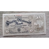 Werty71 Германия Веймар 50000000 марок 1923 банкнота 50 миллионов гроссгельд Гамбург