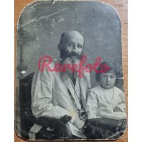 1910-е Дедушка с внуком студийное фото анонимное типажи прошлого ретро