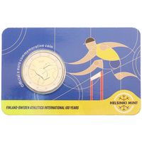 2 евро 2025 Финляндия 100 лет Финско-шведским играм, Игры, Легкая атлетика блистер BU