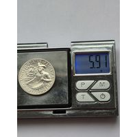 1/4 доллара 1976 года. США, 200 лет независимости США. Серебро 400. Монета не чищена. H45620.