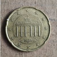 Германия 20 евроцентов 2003 г., Отметка мд: "F" - Штутгарт, KM# 211