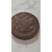 5 копеек 1765.мм. Перечекан с барабанов.