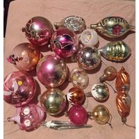 Ёлочные игрушки СССР, стекло,  цена за все