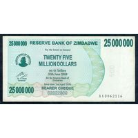 Зимбабве 25000000 / 25 000 000 долларов 2008 год.