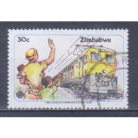 [1792] Зимбабве 1983. Железная дорога.Поезда,локомотивы. Концовка серии.Гашеная.марка.