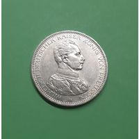 Германия. 5 марок. 1914 год. Пруссия. Вильгельм II. Мундир. Серебро