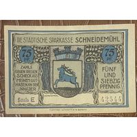 Нотгельд 75 пфеннигов 1920 год. Шнайдемюль,. Веймарская республика
