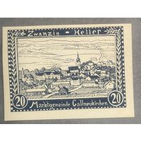 Нотгельд Австрия ГАЛЛНОЙКИРХЕН, 20 геллеров 1920 год