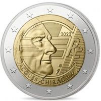 Франция 2 евро, 2022 Жак Ширак UNC
