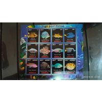 Блок рыбы фауна морская жизнь  MNH