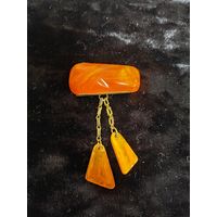 Брошь СССР под янтарь