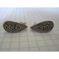 Серьги 925 пробы с марказитами.