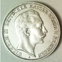 ГЕРМАНИЯ ПРУССИЯ 3 марки 1910 год "ВИЛЬГЕЛЬМ II" (серебро)