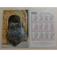 Карманный календарик. Котик.1992 год