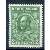 Британские колонии - Ньюфаундленд - 1932/44г. - король Георг V, перфорация 13 1/2, 2 с - 1 марка - MNH с потрескавшимся клеем [Mi 186 A]. #3-WB-70-A-1