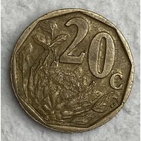Монета ЮАР 20 центов 2004 год - Протея артишоковая. С рубля без МЦ