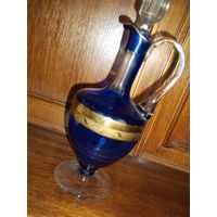 Графин синее стекло. золочение