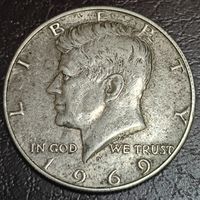 1/2 доллара  1969 D. Kennedy Half Dollar серебро.