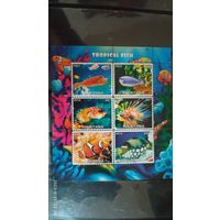 Блок рыбы фауна морская жизнь  MNH