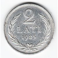 Латвия 2 лата 1925 г. Ag _состояние XF/аUNC