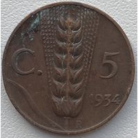 Италия 5 чентезимо 1934 г.