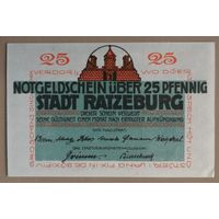 Германия, нотгельды, 25 пфеннигов 1921 год, Ратцебург (Ratzeburg), 1101.1, B2