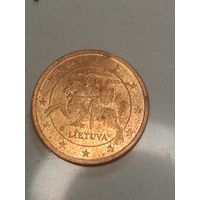 Литва 2 цента 2015 года .