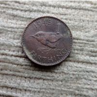 Werty71 Великобритания 1 фартинг 1948 Георг 6 Крапивник Птица