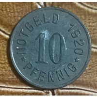 Монета 10 пфеннигов 1920 год. Аттендорн. Веймарская республика