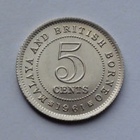 Малайя и Британское Борнео 5 центов, 1961