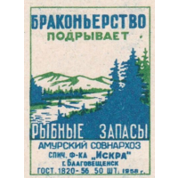 Спичечные этикетки ф.Искра.1958 г. Браконьерство подрывает рыбные запасы