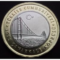 Турция 1 лира, 2022 Мост Чанаккале 1915 года UNC