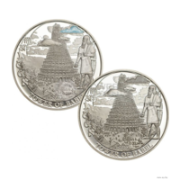 RARE Палау 2х2 доллара 2016г. Библейские истории: "Вавилонская Башня - набор". Монеты в капсулах; подарочном футляре; номерные сертификаты; коробка. СЕРЕБРО 2х15,50гр.