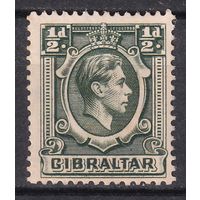 91.BrK. Великобритания. Колонии. Гибралтар. Георг VI. Стандарт. 1/2P. 1938/49 гг. Mi.#107.