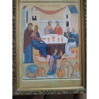 Икона брак в Канах Галлилейских огромная редкая 38/30
