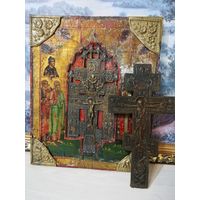 Икона. крест. Письмо по золоту. Ветка. Редкость.