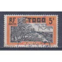 [927] Французские колонии. Того 1924. Плантация кокосовых пальм.5с. Гашеная марка.