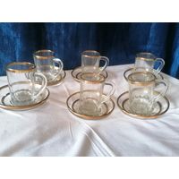 Пара кофейная, стекло, золочение, СССР, 1970-1990 гг.