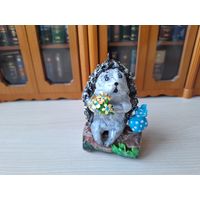 Ежик - елочная игрушка вата папье-маше