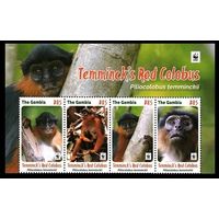 2016 Гамбия 7331-7334strip+Tab WWF - Обезьяны 16,00 евро