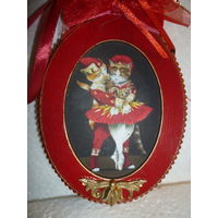 Декоративная подвеска Vintage Valentine Oval. Танцующие кошки в балетных костюмах