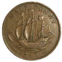 Великобритания 1/2 пенни, 1943