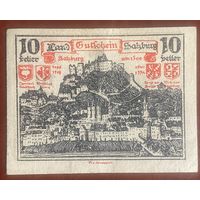 Нотгельды Австрия Зальцбург 10 геллеров 1920 год