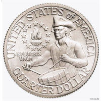 США 25 центов 1976 года, S, UNC. 1/4 доллара. Квотер. 'Барабанщик' 200 лет независимости США. Джон Дэвид Вашингтон. Серебро! В холдере! Предложи свою цену или обмен!