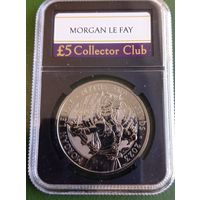 Великобритания 5 фунтов 2023. Мифы и легенды. Фея Моргана. В слабе.
