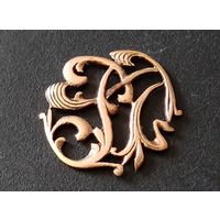 Старинная накладка золото (пр. 375) вензель на портсигар шкатулку